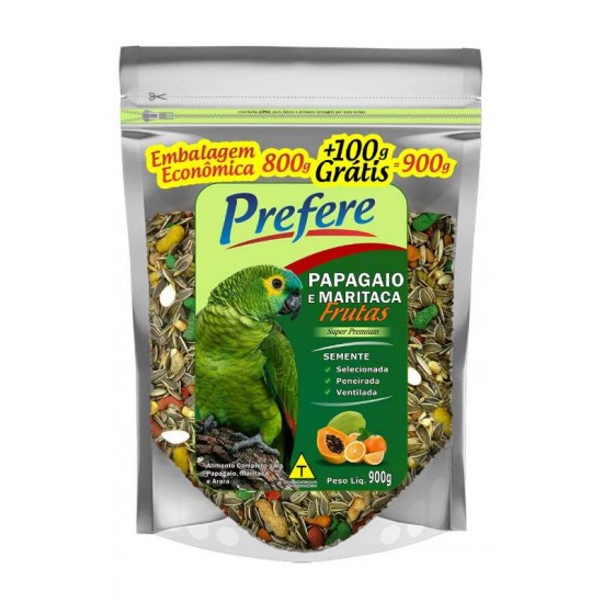 Prefere Mix Alimento Papagaio c/ Frutas 900g
