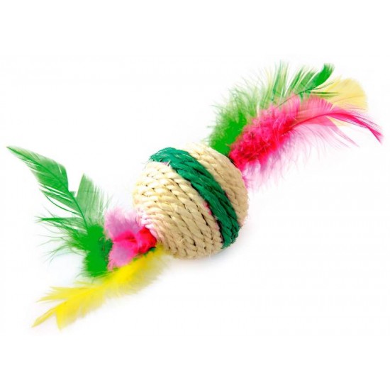 BRINQUEDO GATO NAPI SISAL BOLA PENAS BG-30